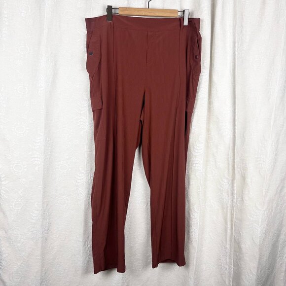 Athleta Vienna Cargo Pant in City Brown Stripe high-rise pull-on straight leg 20 - Picture 2 of 9
